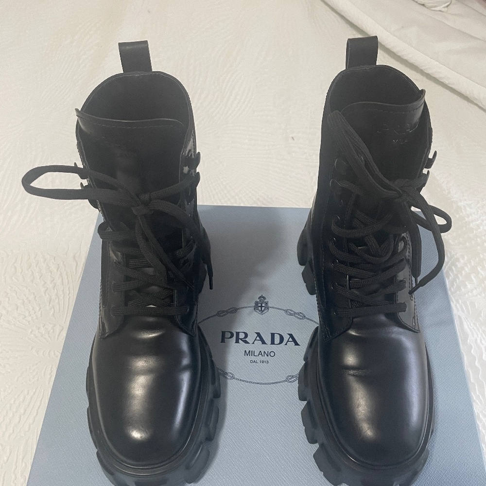 Trendy Prada Combat Boots (36.5 or Size 6.5)